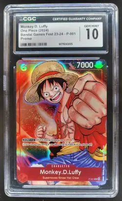 2024 ONE PIECE CCG MONKEY D. LUFFY PROMO BANDAI FEST P-001 CGC 10 RC7 - Image 1