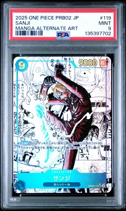 2025 ONE PIECE JAPANESE PREMIUM BOOSTER MANGA ALTERNATE ART #119 SANJI PSA 9 - Image 1
