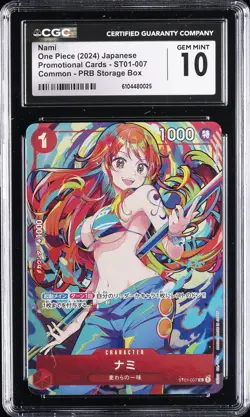 2024 ONE PIECE JAPANESE PROMO CARDS COMMON PRB STORAGE BOX NAMI CGC 10 GEM MINT - Image 1