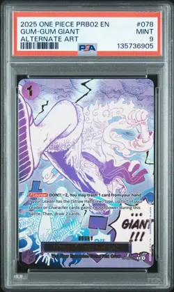 2025 ONE PIECE PRB02-PREMIUM BOOSTER ALTERNATE ART #078 GUM-GUM GIANT PSA 9 - Image 1