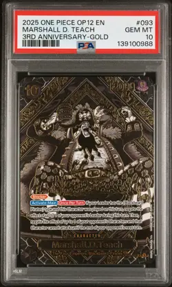2025 ONE PIECE OP12-LEGACY OF THE MASTER 3RD ANNIV-GOLD MARSHALL D. TEACH PSA 10 - Image 1