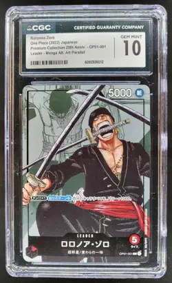 2022 ONE PIECE CCG RORONOA ZORO MANGA ALT AT OP01-001 CGC 10 PT - Image 1