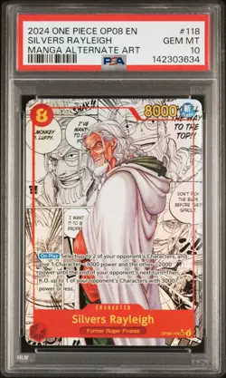 2024 ONE PIECE OP08-TWO LEGENDS MANGA ALTERNATE ART #118 SILVERS RAYLEIGH PSA 10 - Image 1