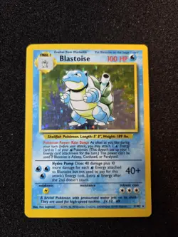 Pokemon TCG Blastoise Holo Rare Card Base Set, Unlimited, 2/102, HP/Damaged - Image 1