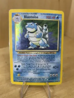 Pokemon TCG Blastoise Base Set Holo Unlimited Rare Card 2/102 HEAVY PLAY - Image 1
