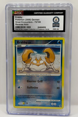 GUINNESS WORLD RECORDS 1/1 CGC! Krabby 75/106 Reverse Holo German Pokemon Card - Image 1