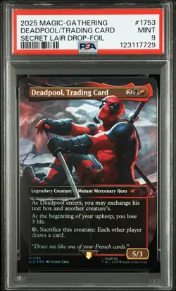 2025 MTG SECRET LAIR DROP MARVEL'S DEADPOOL-FOIL DEADPOOL, TRADING CARD PSA 9 - Image 1