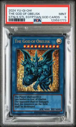 2024 YU-GI-OH! STAINLESS STEEL EGYPTIAN GOD CARDS THE GOD OF OBELISK PSA 9 - Image 1