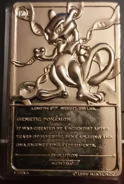 1999 Mewtwo 23K Gold Plated Trading Card - Burger King - Pokemon w/COA - Image 2