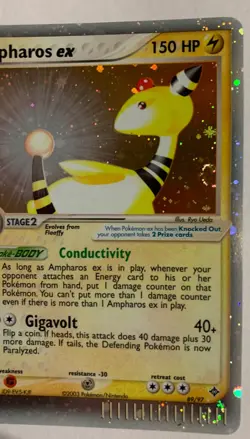 Ampharos ex 89/97 EX Dragon Holo Ultra Rare Pokemon Card Quadruple Swirls! NM - Image 5