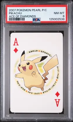 2007 POKEMON PEARL VERSION PLAYING CARDS ACE OF DIAMONDS PIKACHU PSA 8 - Image 1
