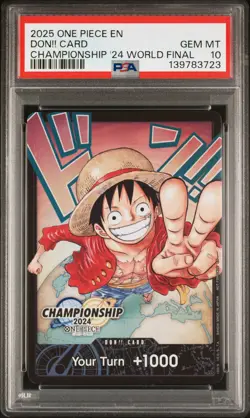 2025 ONE PIECE PROMOS CHAMP 2024 WORLD FINAL DON!! CARD PSA 10 - Image 1