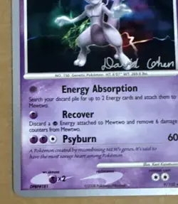 MEWTWO 9/100 - WORLD CHAMPIONSHIP 2009 Pokemon Card - DAVID COHEN - NM - Image 2