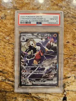Pokemon 2025 Cynthia's Garchomp EX Sir Destined Rivals Card 232/182 PSA 10 - Image 1