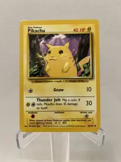 Base Set Pikachu 58/102 Unlimited Yellow Cheeks 1999 Pokemon Card Excellent - Image 1