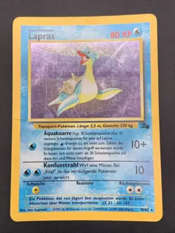 Lapras 10/62 Fossil Holo Rare- Vintage WOTC Pokemon Card - LANGUAGE IS IN GERMAN - Image 1