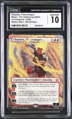 CHANDRA, FLAMESHAPER Foundations Borderless Mythic CGC 10 MTG [Nostalgium] - Image 1