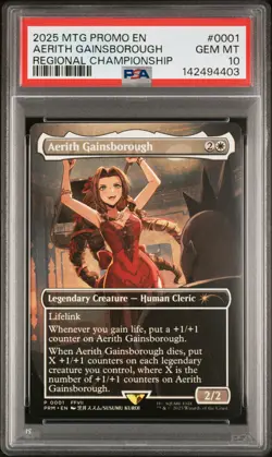 2025 MTG PROMOS REGIONAL CHAMP #0001 AERITH GAINSBOROUGH PSA 10 - Image 1