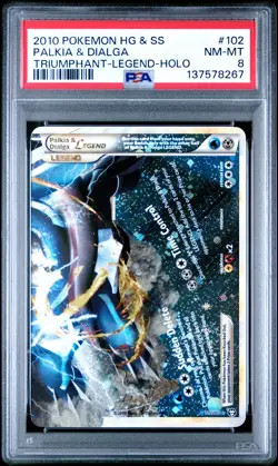 2010 POKEMON HEARTGOLD & SOULSILVER TRIUMPHANT PALKIA & DIALGA LEGEND-HOLO PSA 8 - Image 1