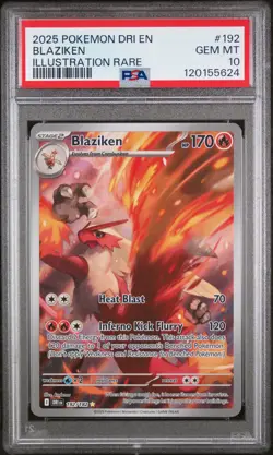2025 POKEMON DRI EN-DESTINED RIVALS ILLUSTRATION RARE #192 BLAZIKEN PSA 10 - Image 1