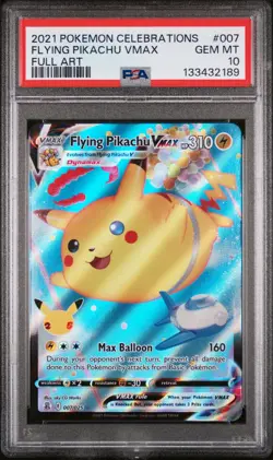 2021 POKEMON CELEBRATIONS #007 FULL ART/FLYING PIKACHU VMAX PSA 10 - Image 1