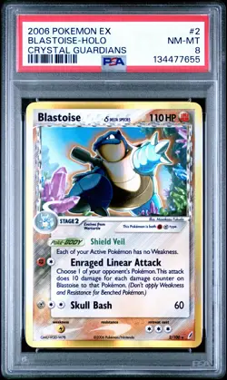 2006 POKEMON EX CRYSTAL GUARDIANS #2 BLASTOISE-HOLO PSA 8 - Image 1