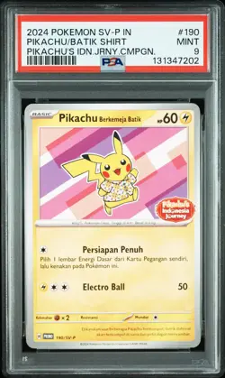 2024 POKEMON INDONESIAN SV-P PROMO #190 PIKACHU IN BATIK SHIRT PSA 9 - Image 1