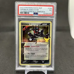 2021 POKEMON SWSH BLK STAR PROMO #144 GRENINJA-GOLD STAR CELEBRATIONS ETB PSA 7 - Image 1