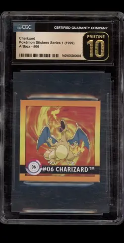 Pokemon 1999 Artbox Sticker Series 1 Charizard #06 Cgc Pristine 10 Pop 6!! - Image 1
