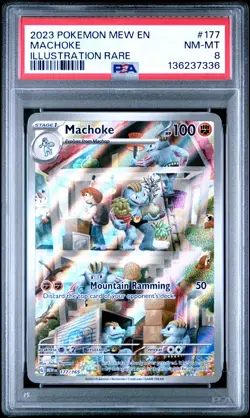 2023 POKEMON MEW EN-151 ILLUSTRATION RARE #177 MACHOKE PSA 8 - Image 1