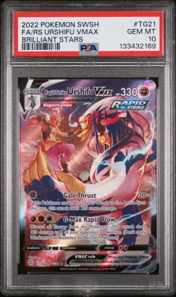 2022 POKEMON SWSH BRILLIANT STARS FULL ART/RAPID STRIKE URSHIFU VMAX PSA 10 - Image 1