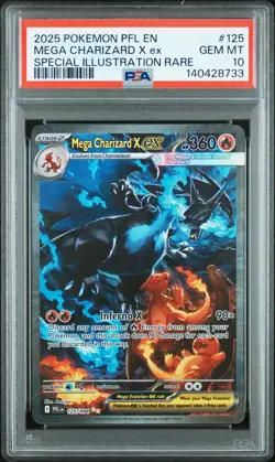 2025 POKEMON PFL SPECIAL ILLUSTRATION RARE #125 MEGA CHARIZARD X EX PSA 10 - Image 1