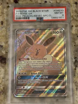 2019 Pokemon Sun and Moon Black Star Promos #SM233 Eevee GX PROMO PSA 8 NM-MT - Image 1