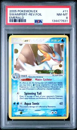 2005 POKEMON EX EMERALD #11 SWAMPERT-REVERSE FOIL PSA 8 - Image 1