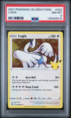 2021 POKEMON CELEBRATIONS #022 LUGIA PSA 8 - Image 1