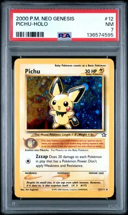2000 POKEMON NEO GENESIS #12 PICHU-HOLO PSA 7 - Image 1