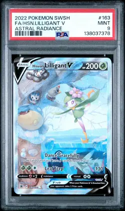 2022 POKEMON SWORD & SHIELD ASTRAL RADIANCE FULL ART/HISUIAN LILLIGANT V PSA 9 - Image 1