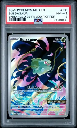 2025 POKEMON MEG EN-MEGA EVOLUTION ENHANCED BOOSTER BOX TOPPER BULBASAUR PSA 8 - Image 1