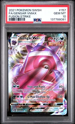 2021 POKEMON SWORD & SHIELD FUSION STRIKE #157 FULL ART/GENGAR VMAX PSA 10 - Image 1