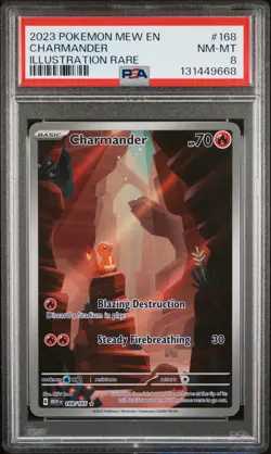 2023 POKEMON MEW EN-151 ILLUSTRATION RARE #168 CHARMANDER PSA 8 - Image 1