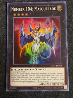 Yu-Gi-Oh! Number 104: Masquerade OP27-EN010 Super Rare - Near Mint Free Shipping - Image 1