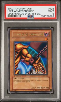 2002 YU-GI-OH! LOB-1ST EDITION #123 LEFT ARM OF THE FORBIDDEN ONE PSA 9 - Image 1