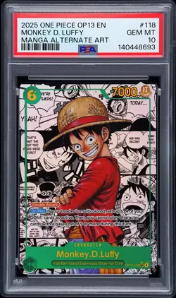2025 ONE PIECE CARRYING ON HIS WILL MANGA ALT ART #118 MONKEY D. LUFFY PSA 10 - Image 1