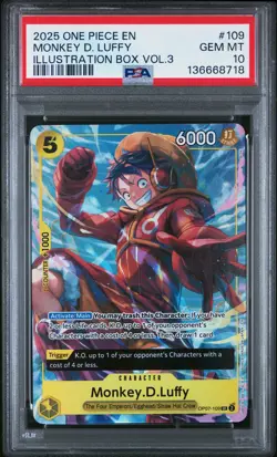 2025 ONE PIECE PROMOS ILLUSTRATION BOX VOL.3 #109 MONKEY D. LUFFY PSA 10 - Image 1