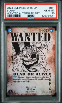 2024 ONE PIECE JPN EMPERORS IN THE NEW WORLD WANTED ALT ART #051 BUGGY PSA 10 - Image 1