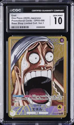 2025 ONE PIECE JPN PROMO BASE SHOP LTD COLLECTION VOL. 1 ENEL CGC 10 GEM MINT - Image 1