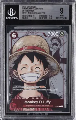 2022 ONE PIECE PREMIUM COLLECTION 25TH EDITION P #P001 MONKEY.D.LUFFY BGS 9 - Image 1