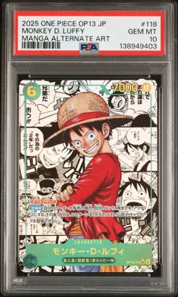 2025 ONE PIECE JPN CARRYING ON HIS WILL MANGA ALT ART MONKEY D. LUFFY PSA 10 - Image 1