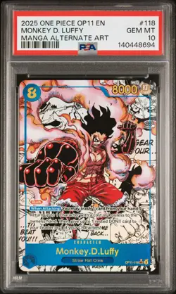 2025 ONE PIECE A FIST OF DIVINE SPEED MANGA ALT ART #118 MONKEY D. LUFFY PSA 10 - Image 1