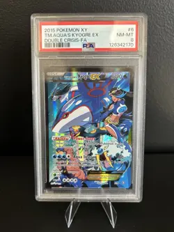 Pokemon TCG Team Aqua's Kyogre EX Double Crisis Holo Full Art Card 6/34 PSA 8 - Image 1